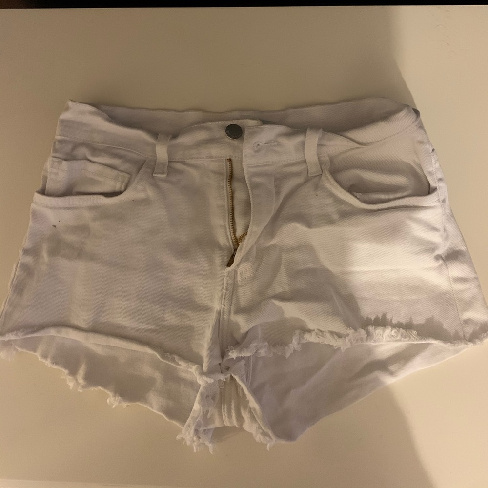 White jean shorts